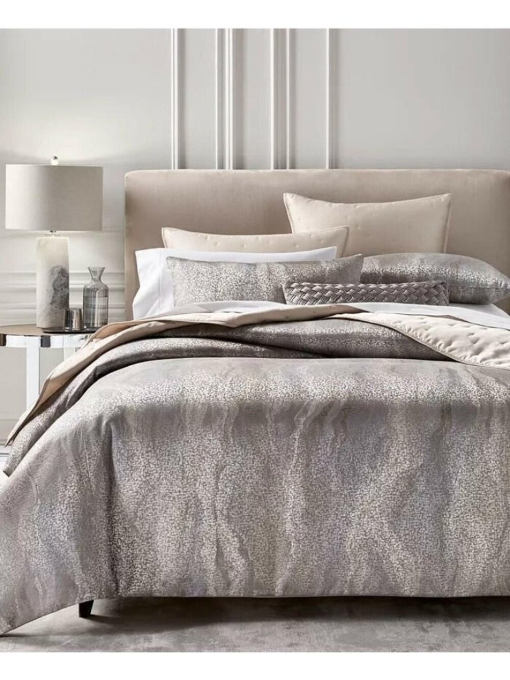 Hotel Collection Terra 3Pc Comforter Set King Gray Taupe MSRP $625